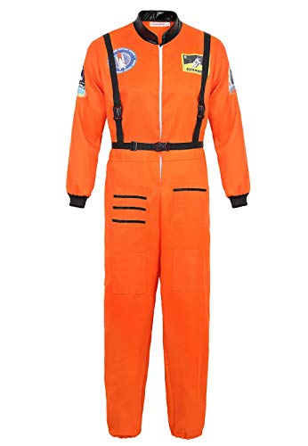 Josamogre Astronauten Kostüm Erwachsene Herren Kostüm Astronau Anzugt Weltraum Raumfahrer Halloween Cosplay Orange 2xl von Josamogre