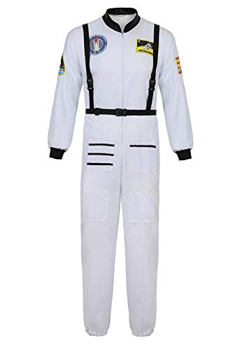 Josamogre Astronauten Kostüm Erwachsene Herren Kostüm Astronau Anzugt Weltraum Raumfahrer Halloween Cosplay Weiß l von Josamogre