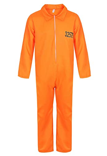 Josamogre Geflüchteter Gefangener Kostüm Overall Herren Gefangenenkostüm Orange Halloween Adult Cosplay m von Josamogre