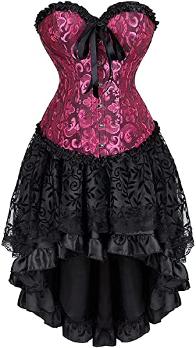 Josamogre Korsett Kleid für FrauenBustier Spitze Rock Tutu Set Plus Size Viktorianisches Kostüm viktorianisches Kostüm, Blackrose, 36 von Josamogre