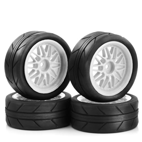 Joselin 1/10 RC Drift Reifen 65 mm auf StraßEnrennwagenräDern Reifen für TT01 TT02 XV01 XV02 PTG-2, Weiß von Joselin
