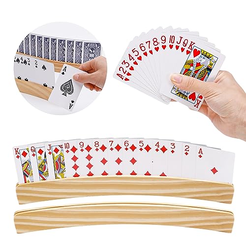 Jostift 2 Stück Kartenhalter Kinder, Kartenhalter Spielkarten Holz Spielkartenständer Spielkartenhalter für Kinder Senioren von Jostift