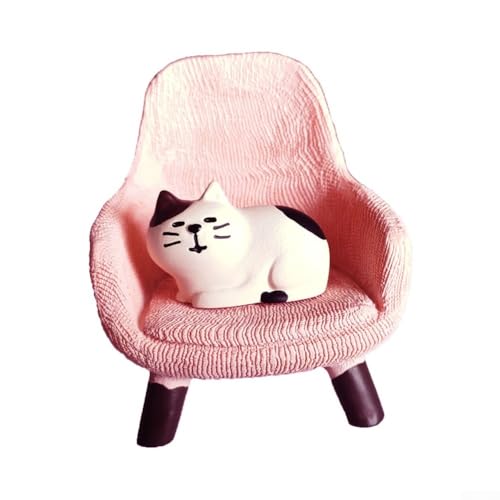 Jotekonoby Charmantes Cartoon-Katzen-Sofa: Einzigartige Harz-Puppe für gemütliche Wohnkultur! (Rosa Katzenstuhl) von Jotekonoby