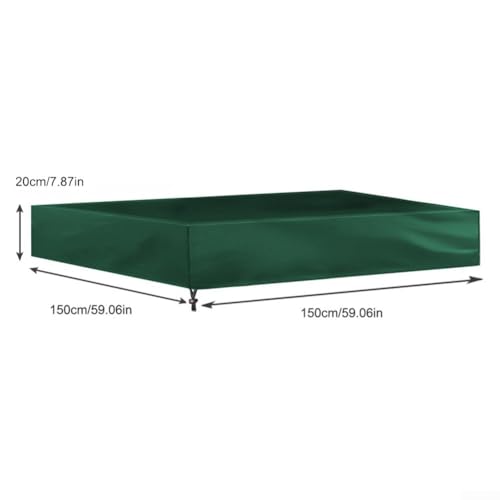 Jotekonoby Quadratische Sandkästenabdeckung, 210D Oxford-Stoff, wasserdicht, Staubschutz für Garten, Kinder, Sandkasten mit elastischem Rand für Sandaufbewahrung im Freien (grün, 150 x 150 cm) von Jotekonoby