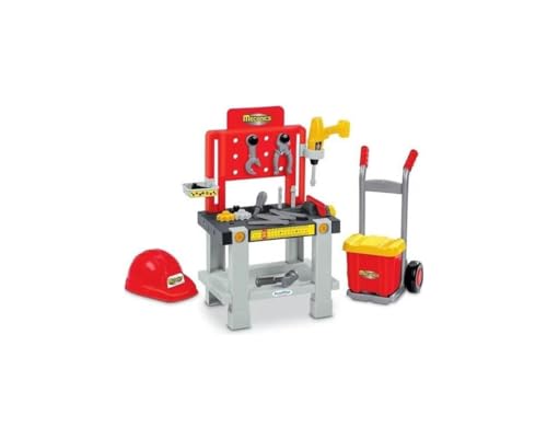 Jouets Ecoiffier - 2389 - Super Pack Mecanics mit Werkbank, Sackkarre und Helm - Mecanics - Imitiertes Spiel ab 18 Monaten von Ecoiffier