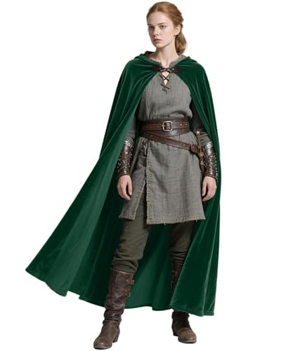 Joukavor Renaissance-Umhang mit Kapuze, mittelalterlicher Umhang für Erwachsene, Damen, Herren, Halloween, Smaragdrün, Einheitsgröße Joukavor Renaissance-Umhang mit Kapuze, mittelalterlicher Umhang für Erwachsene, Damen, Herren, Halloween, Smaragdrün, Einheitsgröße von Joukavor