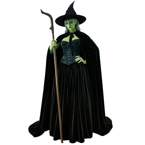 Joukavor Wicked Witch Costume Women Velvet Cape and Sorceress Hat for Halloween Cosplay (Black) von Joukavor