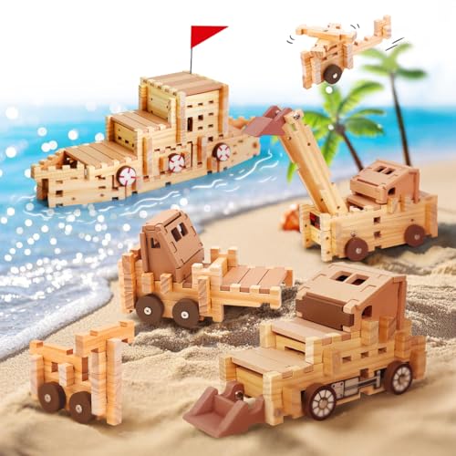 Jovi-mindly Bauklötze Set Holzspielzeug (101 Teile) mit Aufbewahrungstasche, Pädagogische Klassische Holzklötze für Kleinkinder ab 3 Jahren für Jungen und Mädchen, FSC-Zertifiziert von Jovi-mindly