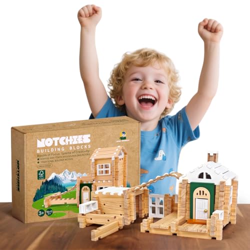 Jovi-mindly Bauklötze Set Holzspielzeug (102 Teile) mit Aufbewahrungstasche, Pädagogische Klassische Holzklötze für Kleinkinder ab 3 Jahren für Jungen und Mädchen, FSC-Zertifiziert von Jovi-mindly