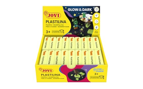 Jovi Knete, die im Dunkeln leuchtet, Packung mit 18 Tabletten à 50 Gramm, Fluoreszierende Farbe (Glow in The Dark), glutenfrei (70/18 g) von Jovi
