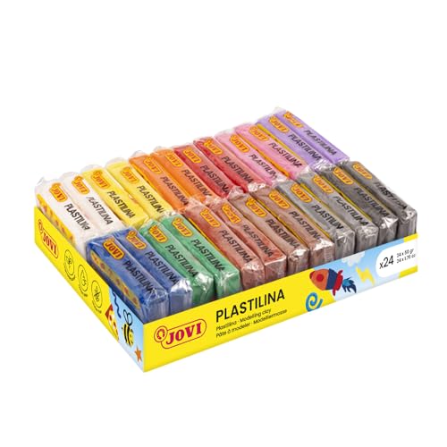 Jovi - Packung mit 12 Farben, 24 Tabletten à 50 Gramm, ungiftig, Jovi Knete, für Kinder ab 3 Jahren, Knete für Bastelarbeiten und Spiele (P70/24C) von Jovi