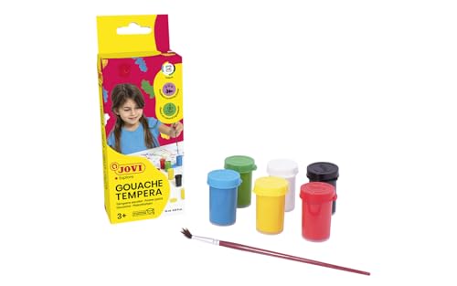 Jovi Plakatfarben Set, Tempera für die Schule, auf Wasserbasis, 6 Farben je 15 ml von Jovi