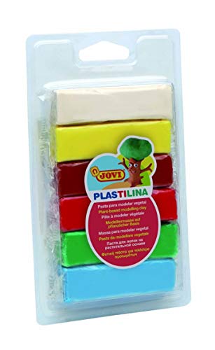 Jovi Plastilin, leicht formbare Modelliermasse für Kinder ab 2 Jahren, Blister mit 6 Farben je 25 g, Grundfarben von Jovi