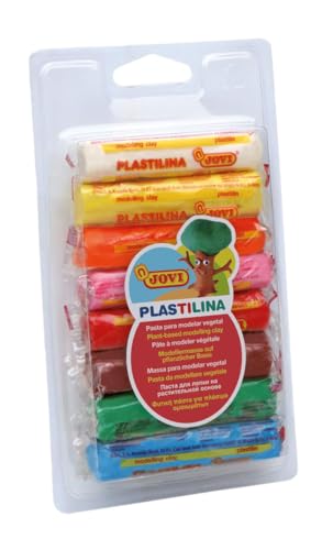 Jovi Plastilin, leicht formbare Modelliermasse für Kinder ab 2 Jahren, Blister mit 8 Farben je 15g von Jovi