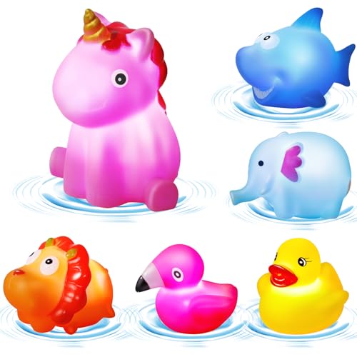 Badespielzeug Baby, 6 Stück LED Tier Badewannenspielzeug Baby, Wasserspielzeug Badewanne Spielzeug Kinder, Leuchtet Sensorik Spielzeug, Geschenke für Jungen und Mädchen von Jovicos
