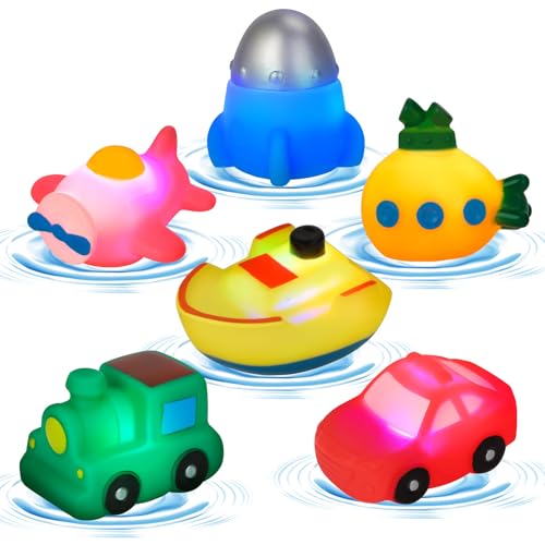 Jovicos Badespielzeug Baby, 6 Stück LED Transport Badewannenspielzeug, Wasserspielzeug Badewanne Spielzeug Kinder, Leuchtet Sensorik Spielzeug, Geschenke für Jungen und Mädchen Jovicos Badespielzeug Baby, 6 Stück LED Transport Badewannenspielzeug, Wasserspielzeug Badewanne Spielzeug Kinder, Leuchtet Sensorik Spielzeug, Geschenke für Jungen und Mädchen von Jovicos
