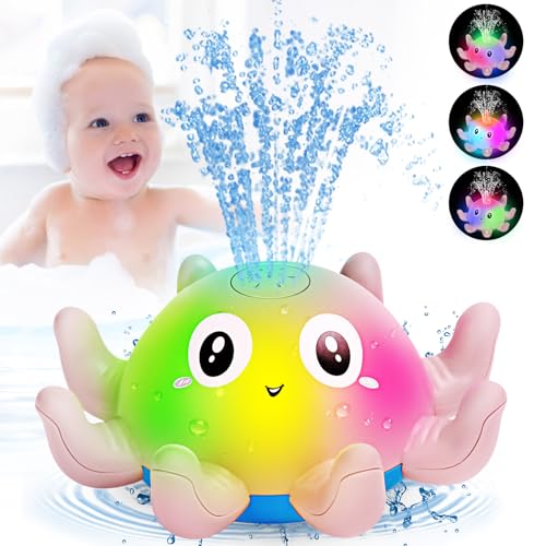 Jovicos Badewannenspielzeug, Oktopus Spray Wasserspielzeug Baby Badespielzeug mit Licht, Badespielzeug Baby ab 1 Jahr, Baby Badewann Spielzeug Baby Geschenk (Rosa Jovicos Badewannenspielzeug, Oktopus Spray Wasserspielzeug Baby Badespielzeug mit Licht, Badespielzeug Baby ab 1 Jahr, Baby Badewann Spielzeug Baby Geschenk (Rosa von Jovicos