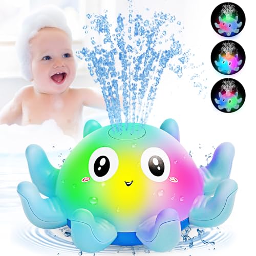 Jovicos Badewannenspielzeug, Oktopus Spray Wasserspielzeug Baby Badespielzeug mit Licht, Badespielzeug Baby ab 1 Jahr, Baby Badewann Spielzeug Baby Geschenk (Blau) Jovicos Badewannenspielzeug, Oktopus Spray Wasserspielzeug Baby Badespielzeug mit Licht, Badespielzeug Baby ab 1 Jahr, Baby Badewann Spielzeug Baby Geschenk (Blau) von Jovicos