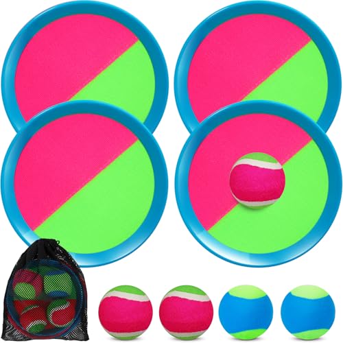 Jovicos Klettballspiel, Gartenspielzeug Outdoor Spiele, Klettballspiel für Kinder ab 3 4 5, Outdoor Spielzeug Sommer Spielzeug Draußen, Fangballspiel mit 4 Fangscheiben 4 Bälle Jovicos Klettballspiel, Gartenspielzeug Outdoor Spiele, Klettballspiel für Kinder ab 3 4 5, Outdoor Spielzeug Sommer Spielzeug Draußen, Fangballspiel mit 4 Fangscheiben 4 Bälle von Jovicos