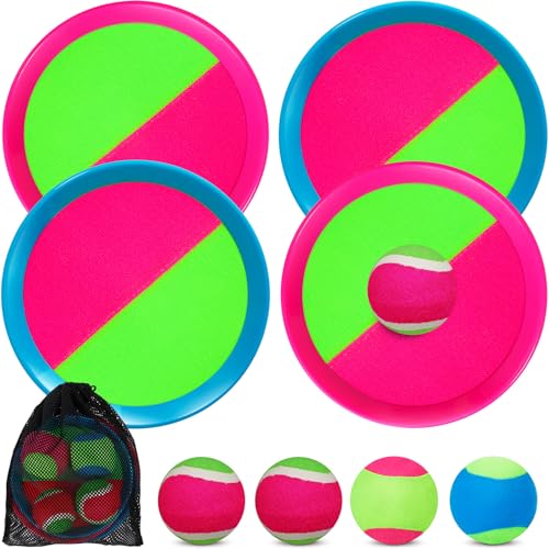 Jovicos Klettballspiel, Gartenspielzeug Outdoor Spiele, Klettballspiel für Kinder ab 3 4 5, Outdoor Spielzeug Kinder Sommer Spielzeug Draußen, Fangballspiel mit 4 Fangscheiben 4 Bälle Jovicos Klettballspiel, Gartenspielzeug Outdoor Spiele, Klettballspiel für Kinder ab 3 4 5, Outdoor Spielzeug Kinder Sommer Spielzeug Draußen, Fangballspiel mit 4 Fangscheiben 4 Bälle von Jovicos