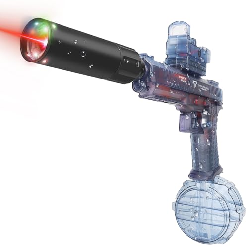 Jovicos Wasserpistole Elektrisch, Automatische Wasserpistole Große Reichweite mit Licht, Elektrische Wasserspritzpistole für Kinder Erwachsene, Wasserpistolen Groß, Outdoor Sommer Spielzeug（Blau） von Jovicos