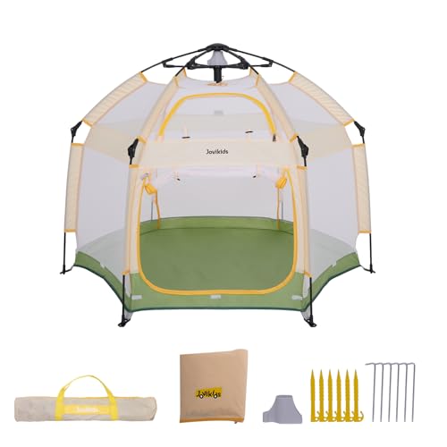 Jovikids Faltbarer Laufstall Baby mit Baldachin, Pop-up Zelt Kinder Outdoor, Großer 6 Eckig Playpen mit Tragetasche für Haus, Garten, Strand, 150x150x105cm Jovikids Faltbarer Laufstall Baby mit Baldachin, Pop-up Zelt Kinder Outdoor, Großer 6 Eckig Playpen mit Tragetasche für Haus, Garten, Strand, 150x150x105cm von Jovikids