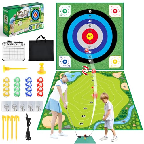 Jovizo Golf Chipping Spiel mit doppelseitiger Matte, 2 verstellbare Golfschläger 20 klebrige Bälle Outdoor Indoor Familie Wurfspiel Sport Spielzeug Geschenk für Kinder Erwachsene Jovizo Golf Chipping Spiel mit doppelseitiger Matte, 2 verstellbare Golfschläger 20 klebrige Bälle Outdoor Indoor Familie Wurfspiel Sport Spielzeug Geschenk für Kinder Erwachsene von Jovizo