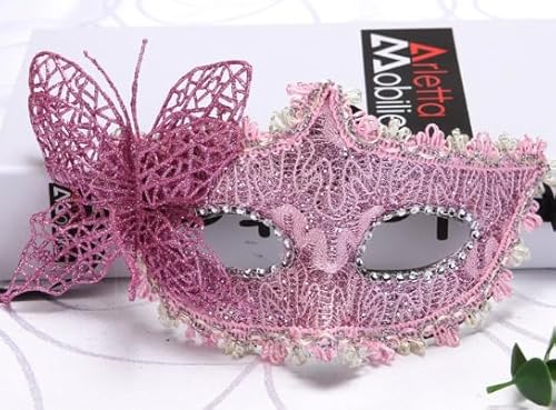Jovono Schmetterlingsmasken Venezianische Spitzenmasken Halloween-Cosplay-Kostüm Maske für Frauen (Silber) von Jovono