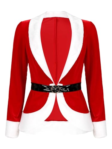 Jowowha Damen Weihnachten Kostüm Samt Jacke Mantel Blazer mit Gürtel Miss Santa Claus Kostüm Weihnachtsfrau Cosplay Karneval Party A Rot XL Jowowha Damen Weihnachten Kostüm Samt Jacke Mantel Blazer mit Gürtel Miss Santa Claus Kostüm Weihnachtsfrau Cosplay Karneval Party A Rot XL von Jowowha