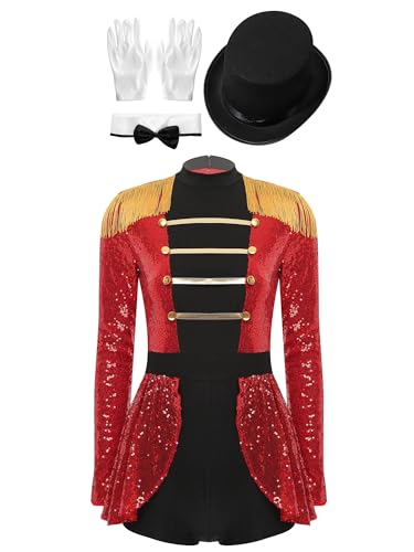 Jowowha Damen Zirkus Kostüm Langarm Body Overall mit Mütze Zirkusdirektor Uniform Halloween Weihnachten Karneval Fasching Kostüm Rot L Jowowha Damen Zirkus Kostüm Langarm Body Overall mit Mütze Zirkusdirektor Uniform Halloween Weihnachten Karneval Fasching Kostüm Rot L von Jowowha