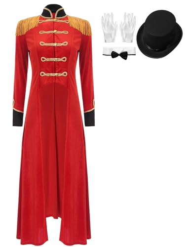 Jowowha Damen Zirkus Kostüm Zirkusdirektor Jacke Blazer mit Quasten Mütze Halloween Weihnachten Kostüm Karneval Fasching Mottoparty A Rot S Jowowha Damen Zirkus Kostüm Zirkusdirektor Jacke Blazer mit Quasten Mütze Halloween Weihnachten Kostüm Karneval Fasching Mottoparty A Rot S von Jowowha