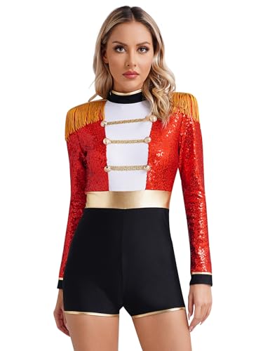 Jowowha Damen Zirkus Kostüm Zirkusdirektor Uniform Langarm Body Overall Kurz Jumpsuit Halloween Karneval Fasching Show Tanzkostüm Party Outfits B Rot 3XL Jowowha Damen Zirkus Kostüm Zirkusdirektor Uniform Langarm Body Overall Kurz Jumpsuit Halloween Karneval Fasching Show Tanzkostüm Party Outfits B Rot 3XL von Jowowha