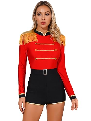Jowowha Damen Zirkus Kostüm Zirkusdirektor Uniform Langarm Body Overall Kurz Jumpsuit Halloween Karneval Fasching Show Tanzkostüm Party Outfits C Rot A M Jowowha Damen Zirkus Kostüm Zirkusdirektor Uniform Langarm Body Overall Kurz Jumpsuit Halloween Karneval Fasching Show Tanzkostüm Party Outfits C Rot A M von Jowowha