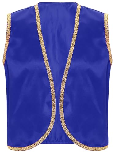 Jowowha Herren Arabischer Prinz Kostüm Arabische Weste Mittelalter Gothic Steampunk Gilet Cosplay Halloween Karneval Fasching Kostüm Royal Blau S von Jowowha