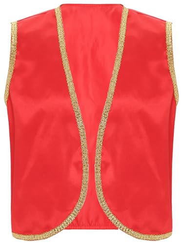 Jowowha Herren Arabischer Prinz Kostüm Arabische Weste Mittelalter Gothic Steampunk Gilet Cosplay Halloween Karneval Fasching Kostüm Weinrot M von Jowowha