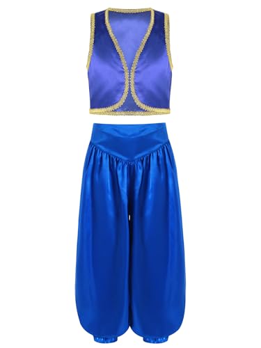 Jowowha Jungen Arabischer Prinz Kostüm Ärmellos Jacke Weste Gilet + Haremshose Kinder Arabische Kleidung Karneval Fasching Kostüm Blau 170-176 Jowowha Jungen Arabischer Prinz Kostüm Ärmellos Jacke Weste Gilet + Haremshose Kinder Arabische Kleidung Karneval Fasching Kostüm Blau 170-176 von Jowowha