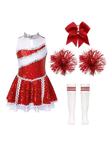 Jowowha Mädchen Cheer Leader Cheerleading Kostüm Glitzer Kleid mit Zubehör Cheer Tanzkleid Halloween Kostüm Karneval Fasching Party Outfits B Rot A 122-128 Jowowha Mädchen Cheer Leader Cheerleading Kostüm Glitzer Kleid mit Zubehör Cheer Tanzkleid Halloween Kostüm Karneval Fasching Party Outfits B Rot A 122-128 von Jowowha