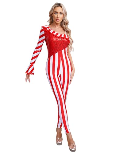 Jowowha Zuckerstangen Kostüm Damen Weihnachten Kostüm Streifen Body Weihnachts Zuckerstangen Overall Jumpsuit Xmas Cosplay Party Rot XXL Jowowha Zuckerstangen Kostüm Damen Weihnachten Kostüm Streifen Body Weihnachts Zuckerstangen Overall Jumpsuit Xmas Cosplay Party Rot XXL von Jowowha