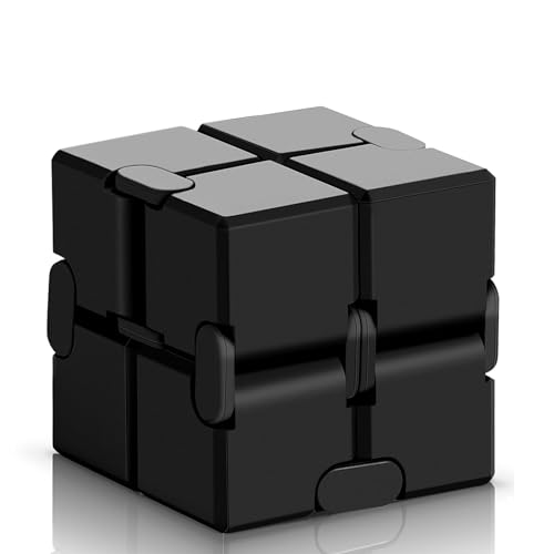 Infinity Cube Fidget Spielzeug, Unendlicher Würfel Stressspielzeug Aluminiumlegierung, Kompakter Anti-Stress Würfel, Ideal für Jung und Alt, Erwachsen oder Kinder, Schwarz von Jowsug