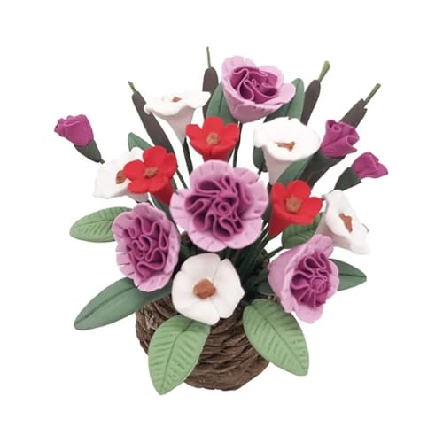 1 x 1/12 Miniatur-Pflanzen und Blumen, Puppenhaus-Dekoration, Zubehör, DIY-Micro-Landschaftsbau-Dekoration von Jowxsx