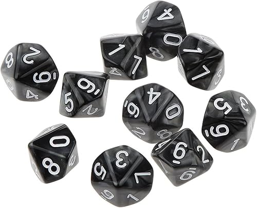 Jowxsx D10 Würfel, 10 Stück, Schwarz, Kunststoff, Dodekaeder, 22mm, Multi-seitig, Rollenspiel-Würfel Jowxsx D10 Würfel, 10 Stück, Schwarz, Kunststoff, Dodekaeder, 22mm, Multi-seitig, Rollenspiel-Würfel von Jowxsx
