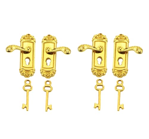 2 Paar goldene linke und rechte Griffe 1/12 Miniatur Türgriff Puppenhaus Dekoration Zubehör 2 Paar goldene linke und rechte Griffe 1/12 Miniatur Türgriff Puppenhaus Dekoration Zubehör von Jowxsx