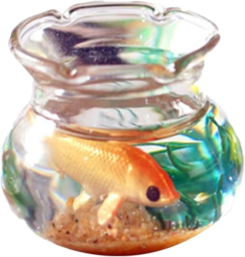 Puppenhaus Miniatur-Goldfischschalen, schickes Aquarium mit glatter Oberfläche, realistisches Harz-Puppenhaus-Aquarium-Zubehör für Gartenszenen-Dekor (2,7 cm x 1,3 cm x 2,6 cm) von Jowxsx