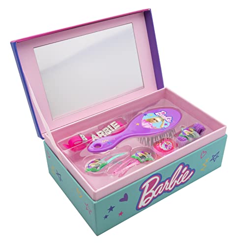 Joy Toy - Barbie Schmuckschatulle mit Accessoires: Bürste, 2 Haarspangen, Ring, Armband, Haarband - 18x11,5x7 cm Joy Toy - Barbie Schmuckschatulle mit Accessoires: Bürste, 2 Haarspangen, Ring, Armband, Haarband - 18x11,5x7 cm von Joytoy