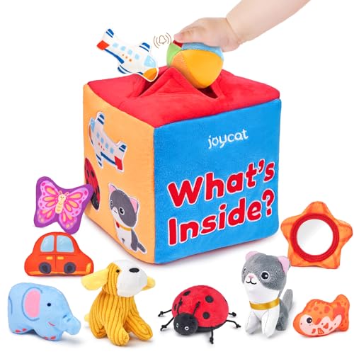 JoyCat Baby Spielzeug 6 Monate, Mystery Soft Box mit 10 Stück Sensorik Spielzeug, Rassel, Spiegel, Montessori Spielzeug Motorikspielzeug Baby Geschenke 1 2 Jahre von JoyCat