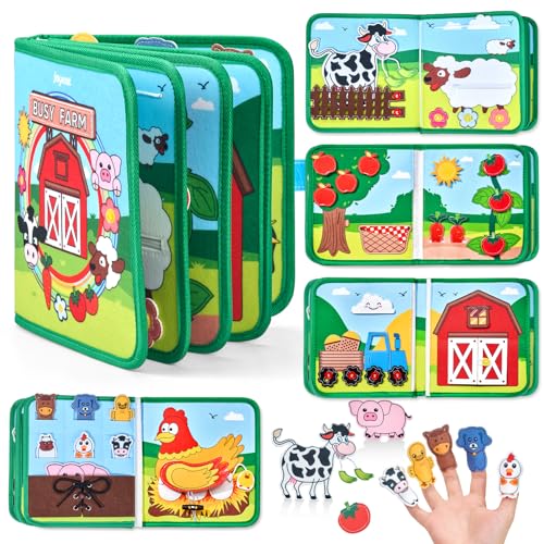 JoyCat Busy Board Montessori Spielzeug ab 1 Jahr, Bauernhof Quiet Book Busy Book für Autofahrten, Reisespielzeug Activity Board, Geschenke ab 1 2 3 4 Jahre Mädchen Junge von JoyCat