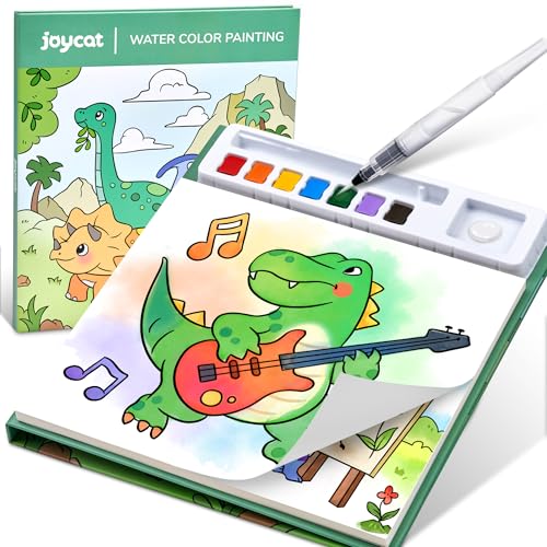JoyCat Malbuch mit Wasserfarben für Kleinkinder ab 3-8 Jahren, Aquarell Malset für Kunst & Basteln, Lernspielzeug als Geburtstagsgeschenk für Jungen und Mädchen (Grün) von JoyCat