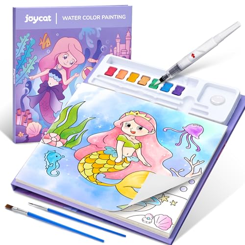 JoyCat Malbuch mit Wasserfarben für Kleinkinder ab 3-8 Jahren, Aquarell Malset für Kunst & Basteln, Lernspielzeug als Geburtstagsgeschenk für Jungen und Mädchen (Lila) von JoyCat