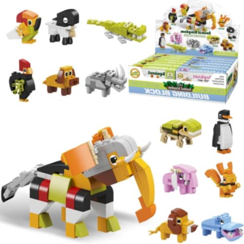 JoyJoyful 12 Stück Mitgebsel Kindergeburtstag Gastgeschenke, Tiere konstruktionsspielzeug, Baustein Spielzeug Geburtstag Party Geschenke Kinder 5 6 7 8 9 Jahre Mädchen (Elefants) von JoyJoyful
