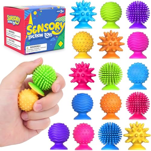 JoyJoyful 16 Stück Fidget Toys Erwachsene Kinder, Sensorik Autismus Antistress Spielzeug, Saugnapf Spielzeug Kinder, Silikon Badewannen Spielzeugs ab 3 Jahre Jungen Mädchen (Farbe ZufäLlig) von JoyJoyful